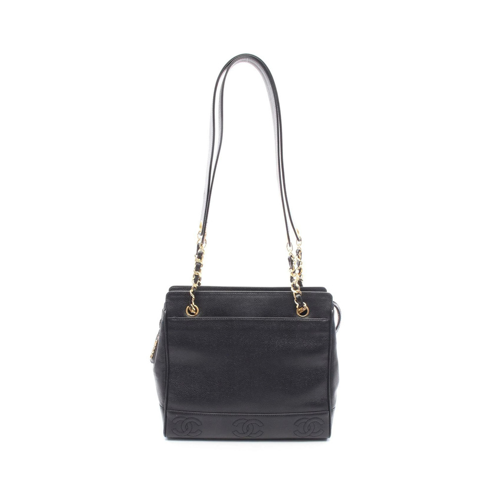 Chanel Triple Coco Mark Shoulder Bag Leather Grained Calf Black